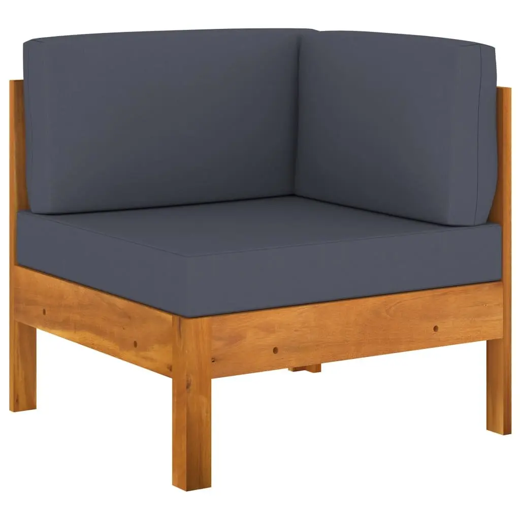 Garden Lounge Set 9 Piece Outdoor Furniture Acacia Wood Grey Cushions Patio
