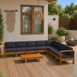 Garden Lounge Set Specifications: 9 Pieces, Acacia Wood