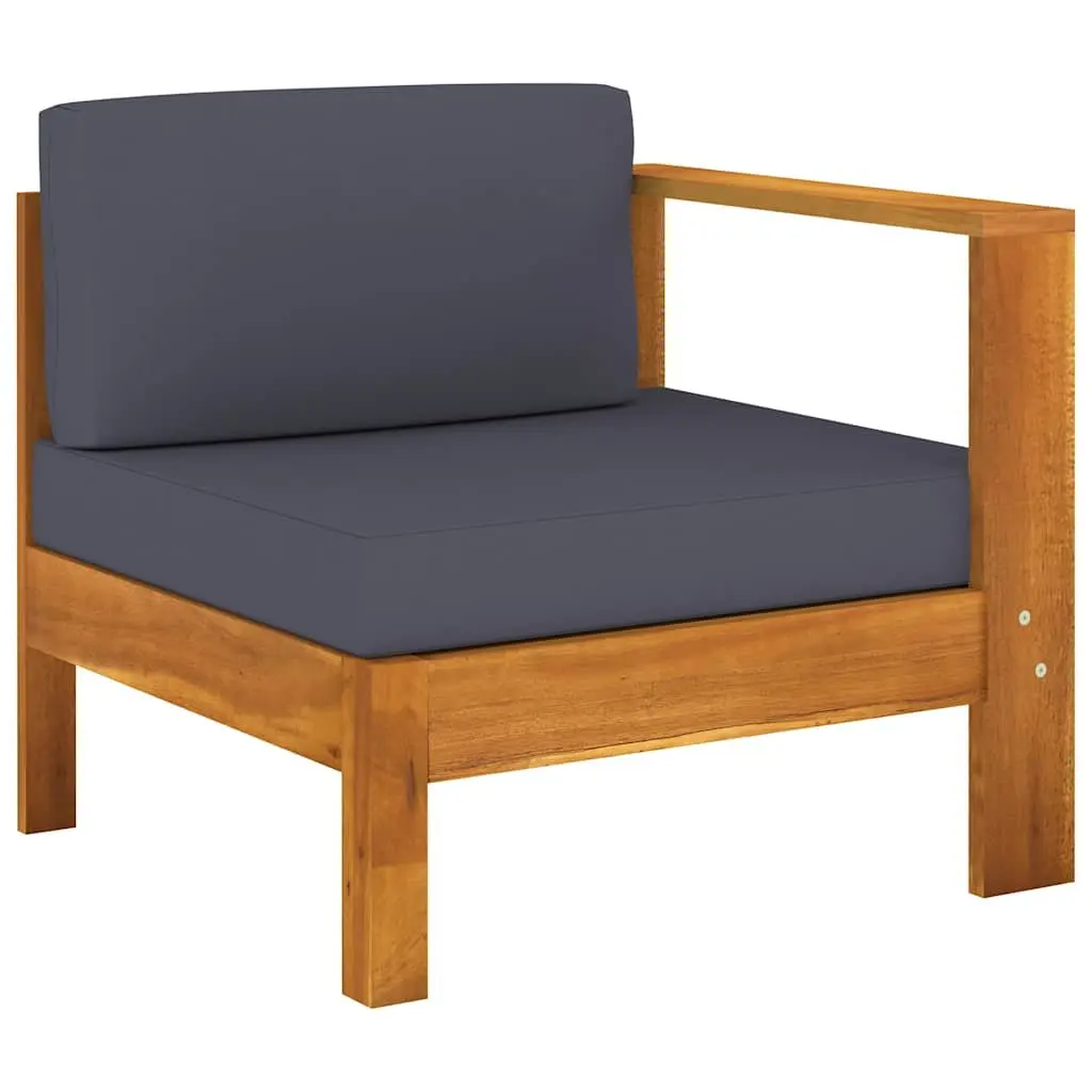 Garden Lounge Set 9 Piece Outdoor Furniture Acacia Wood Grey Cushions Patio