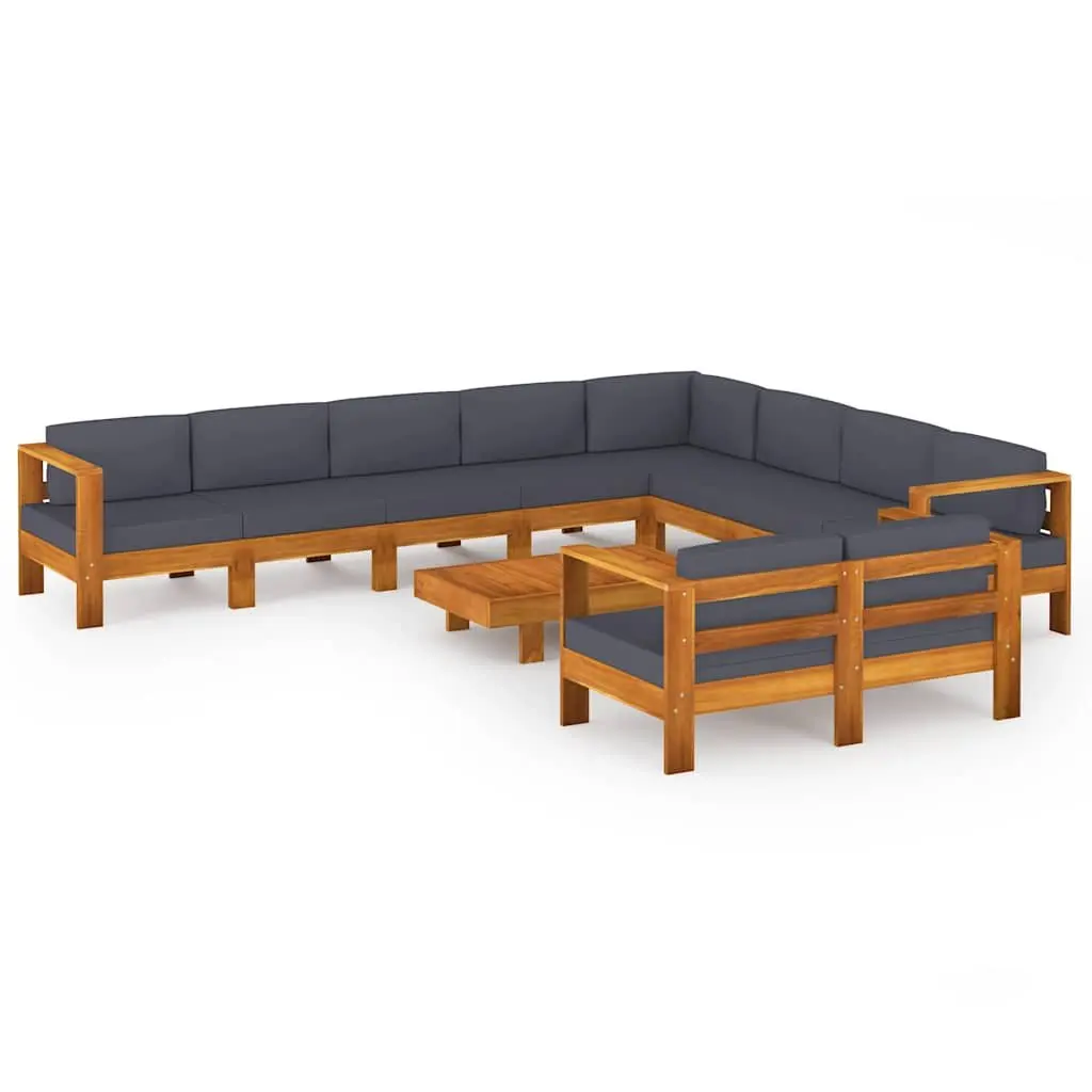 Garden Lounge Set 10 Piece Outdoor Furniture Acacia Wood Padded Cushions Patio