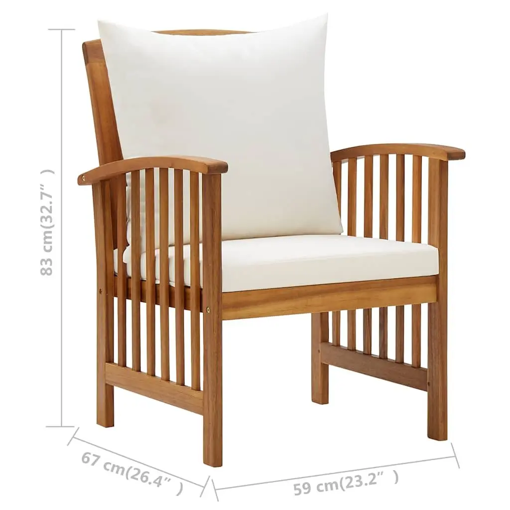 5 Piece Garden Lounge Set Outdoor Furniture Acacia Wood with Cushions