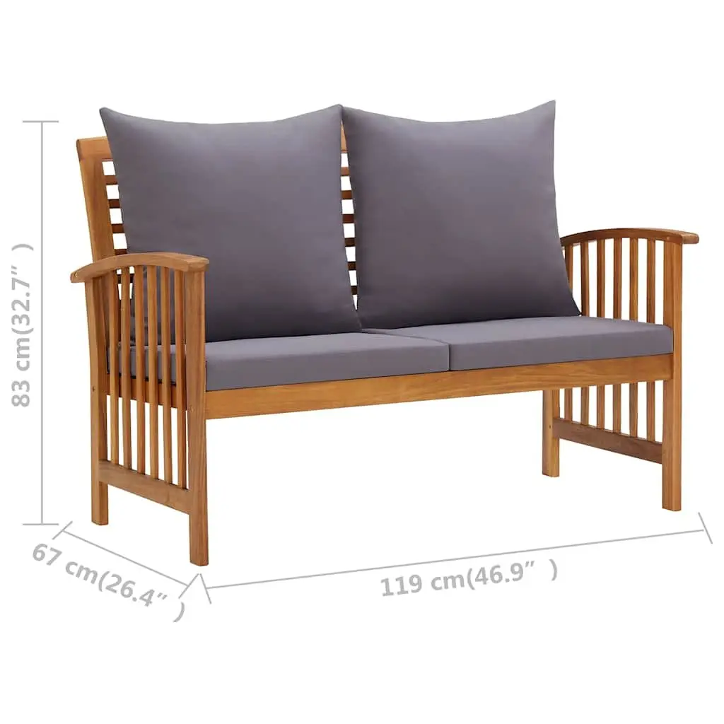 Garden Lounge Set 4 Piece Outdoor Furniture Patio Seating Grey Cushions Wood