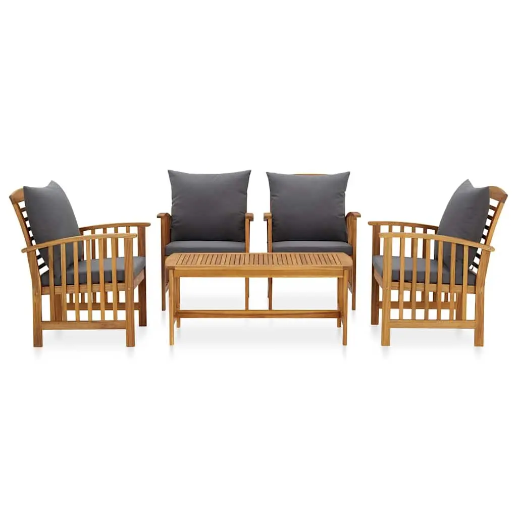 5 Piece Garden Lounge Set Outdoor Patio Furniture with Cushions Solid Wood