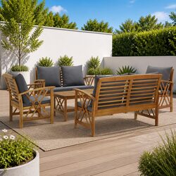5 Piece Garden Lounge Set Specifications: Grey Outdoor Furniture