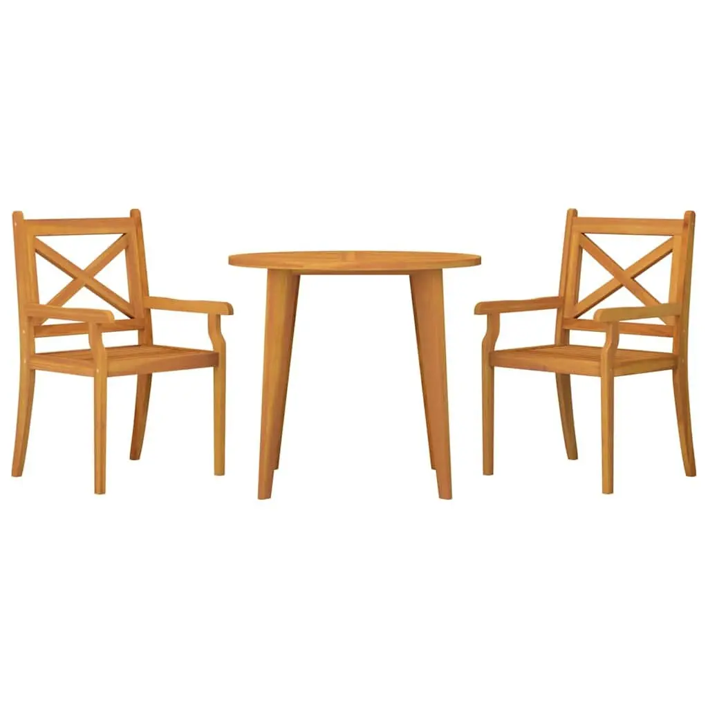 Outdoor Dining Set Garden Patio 3 Piece Solid Wood Acacia Brown