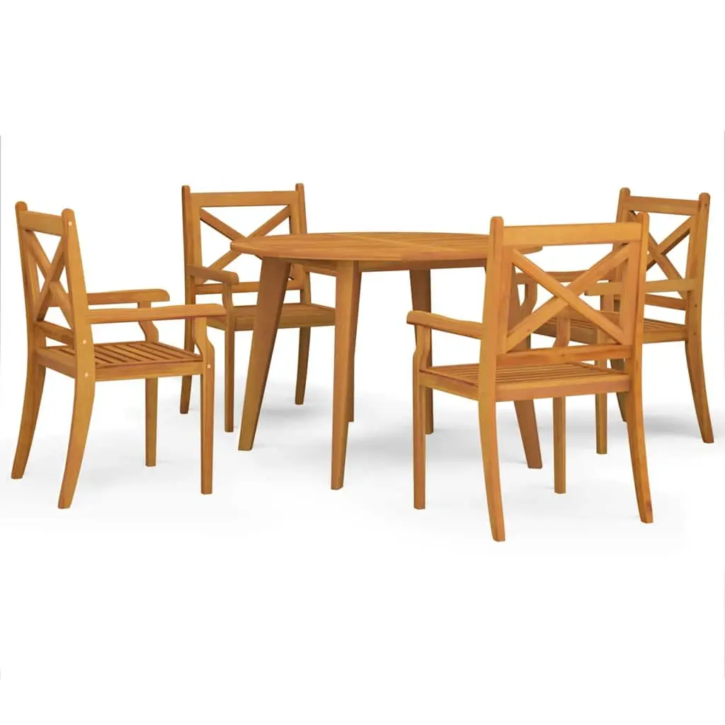 Garden Dining Set Outdoor Use 5 Piece Brown Wood