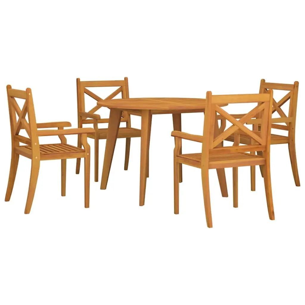 Garden Dining Set Outdoor Use 5 Piece Brown Wood
