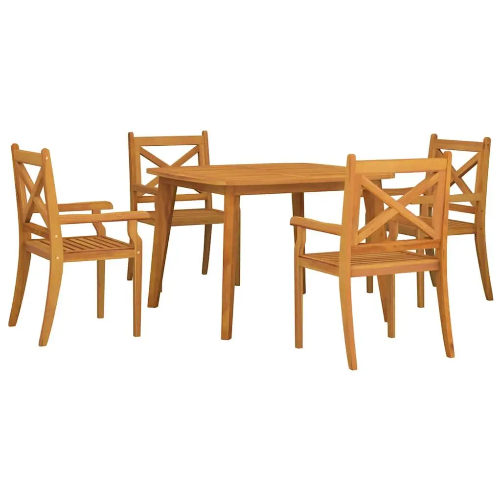 5 Piece Garden Dining Set Solid Acacia Wood Outdoor Patio Furniture Brown