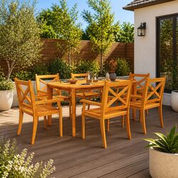 7 Piece Garden Dining Set - Solid Acacia Wood