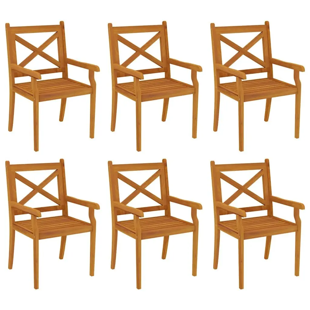 7 Piece Outdoor Garden Dining Set Solid Acacia Wood Patio Table Chairs Brown