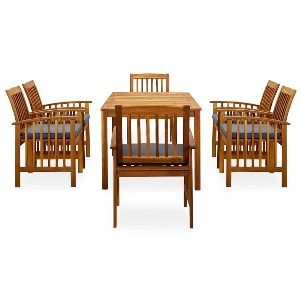 Garden Dining Set Outdoor Furniture 7 Piece Acacia Wood Grey