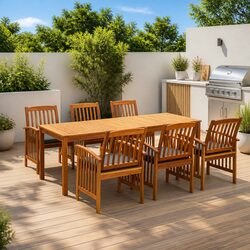 Garden Dining Set 7 Piece Outdoor Patio Table Chairs with Cushions Acacia Wood