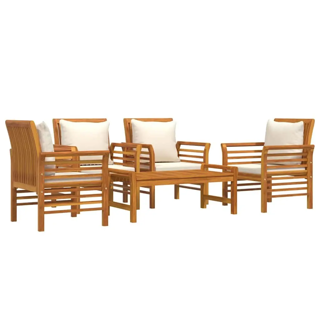Garden Lounge Set 5 Piece Outdoor Furniture with Cushions Brown Wood Patio