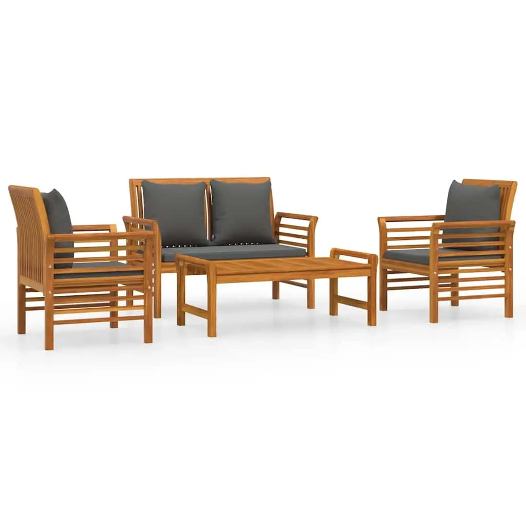 4 Piece Garden Lounge Set Outdoor Use Solid Acacia Wood with Cushions