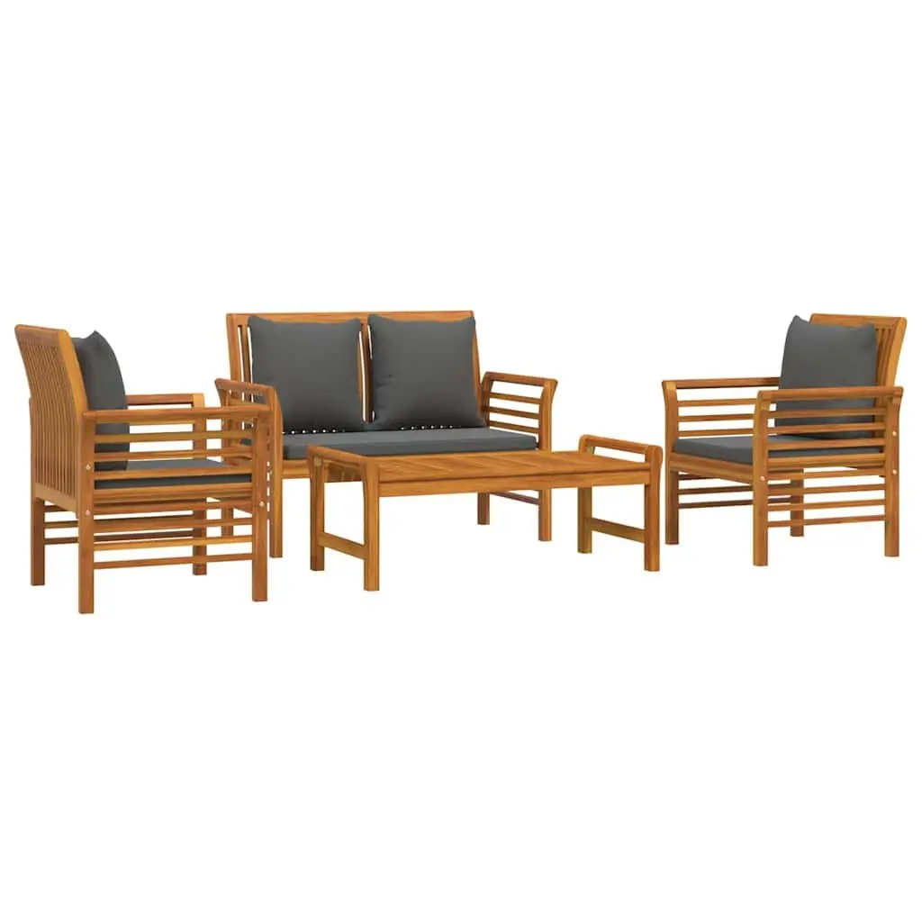 4 Piece Garden Lounge Set Outdoor Use Solid Acacia Wood with Cushions