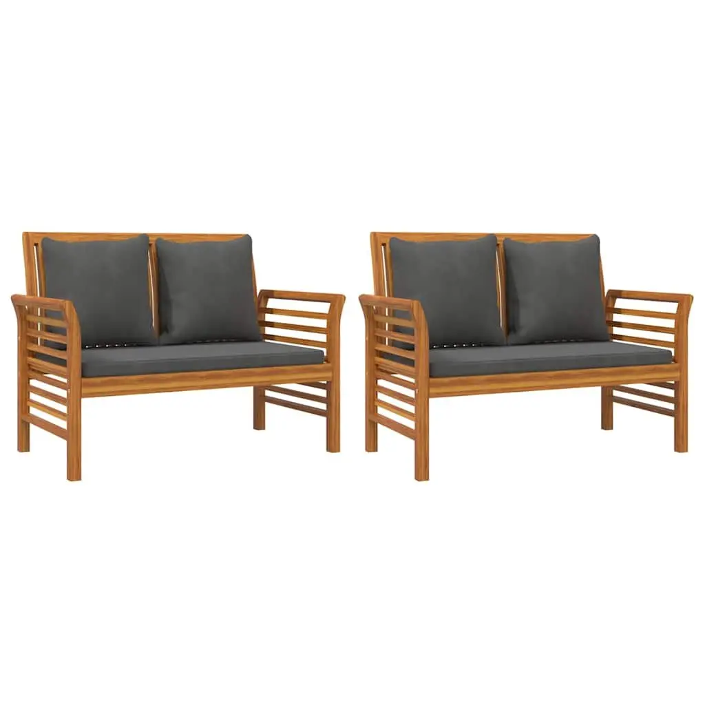 Garden Lounge Set Outdoor Furniture 3 Piece Brown Acacia Wood with Cushions