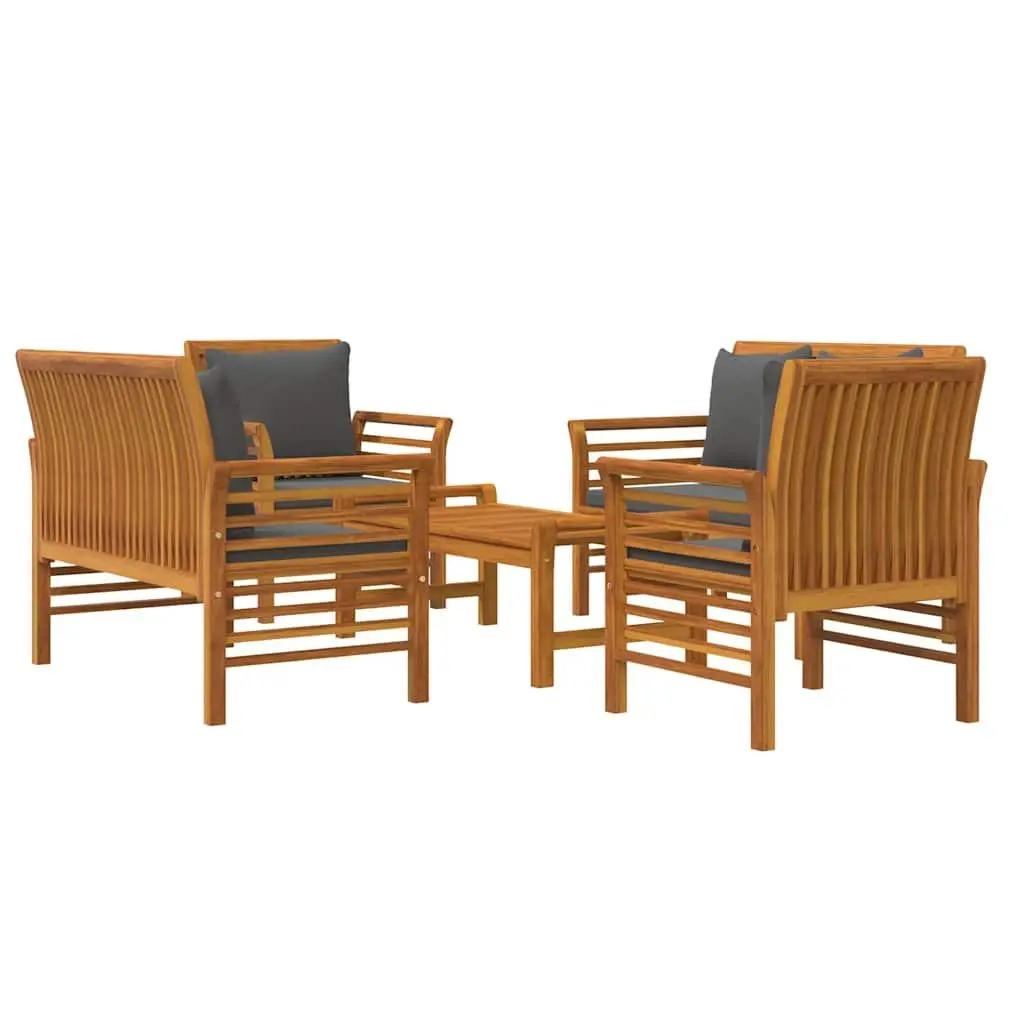 5-Piece Brown Acacia Garden Lounge Set