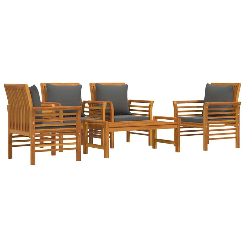 Outdoor Lounge Set Acacia Wood 5 Piece with Cushions for Garden Patio Brown