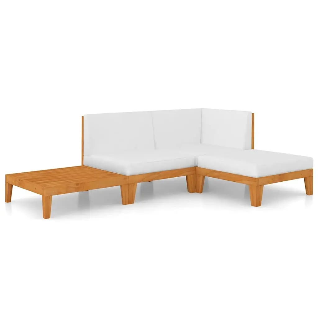 Garden Lounge Set Outdoor Furniture 4 Piece Modular Acacia Wood with Cushions