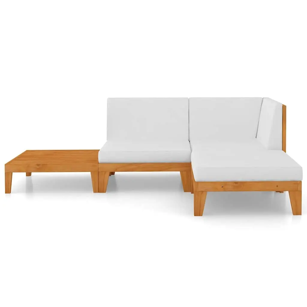 Garden Lounge Set Outdoor Furniture 4 Piece Modular Acacia Wood with Cushions