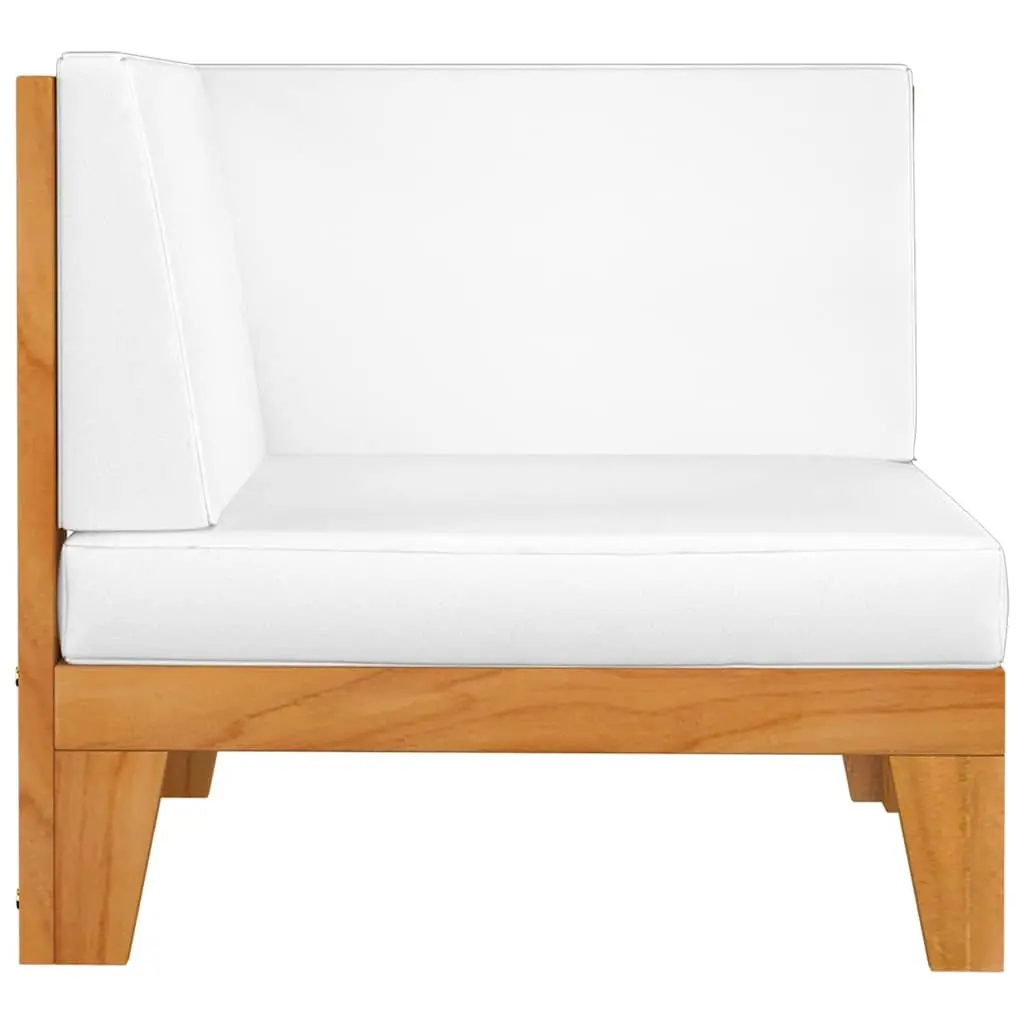 Garden Lounge Set Outdoor Acacia Wood 5 Piece White with Cushions