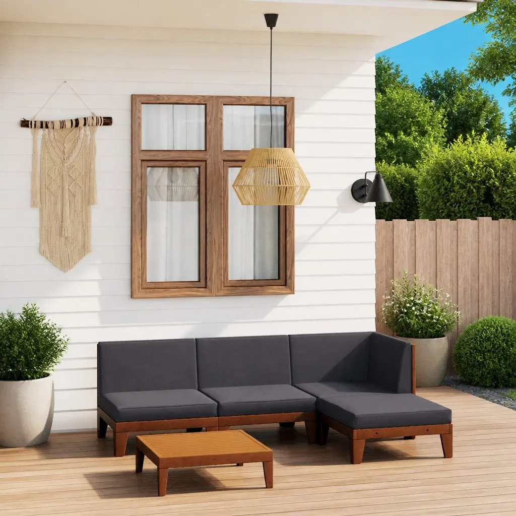 Garden Lounge Set Outdoor Furniture 5 Piece Grey Cushioned Modular
