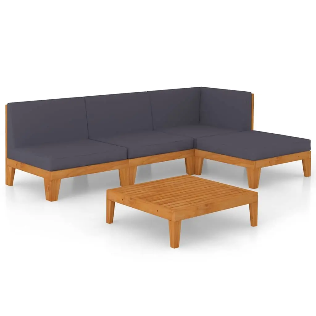 Garden Lounge Set Outdoor Furniture 5 Piece Grey Cushioned Modular