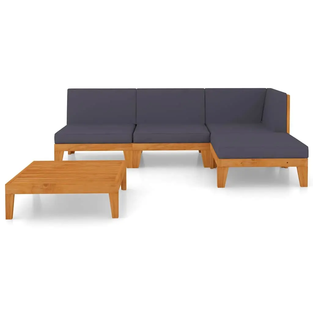 Garden Lounge Set Outdoor Furniture 5 Piece Grey Cushioned Modular