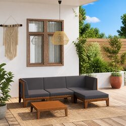 Garden Lounge Set Specifications: 5 Pieces in Grey