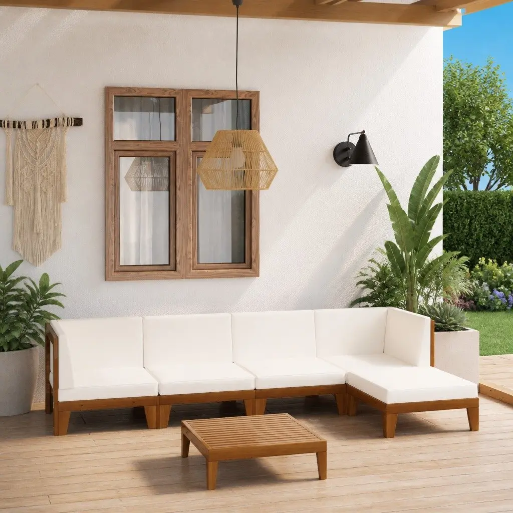 Garden Lounge Set Outdoor Furniture 6 Piece Modular Sectional with Cushions