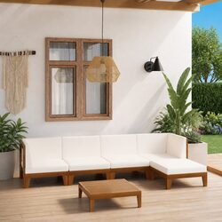Garden Lounge Set 6 Piece Outdoor Furniture Modular Sectional with Cushions