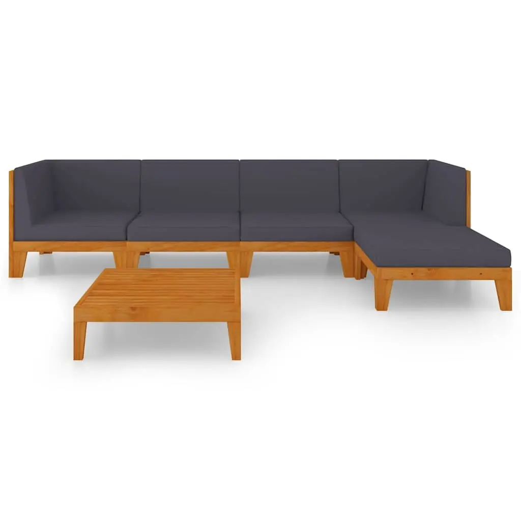 Garden Lounge Set Outdoor Furniture 6 Piece Grey Acacia Wood with Cushions