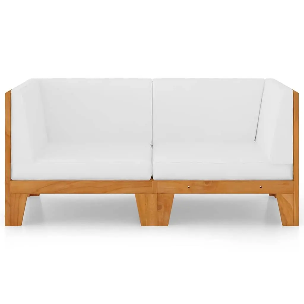 2-Seater Outdoor Sofa Garden Patio Lounge Modular Furniture Cream Cushions