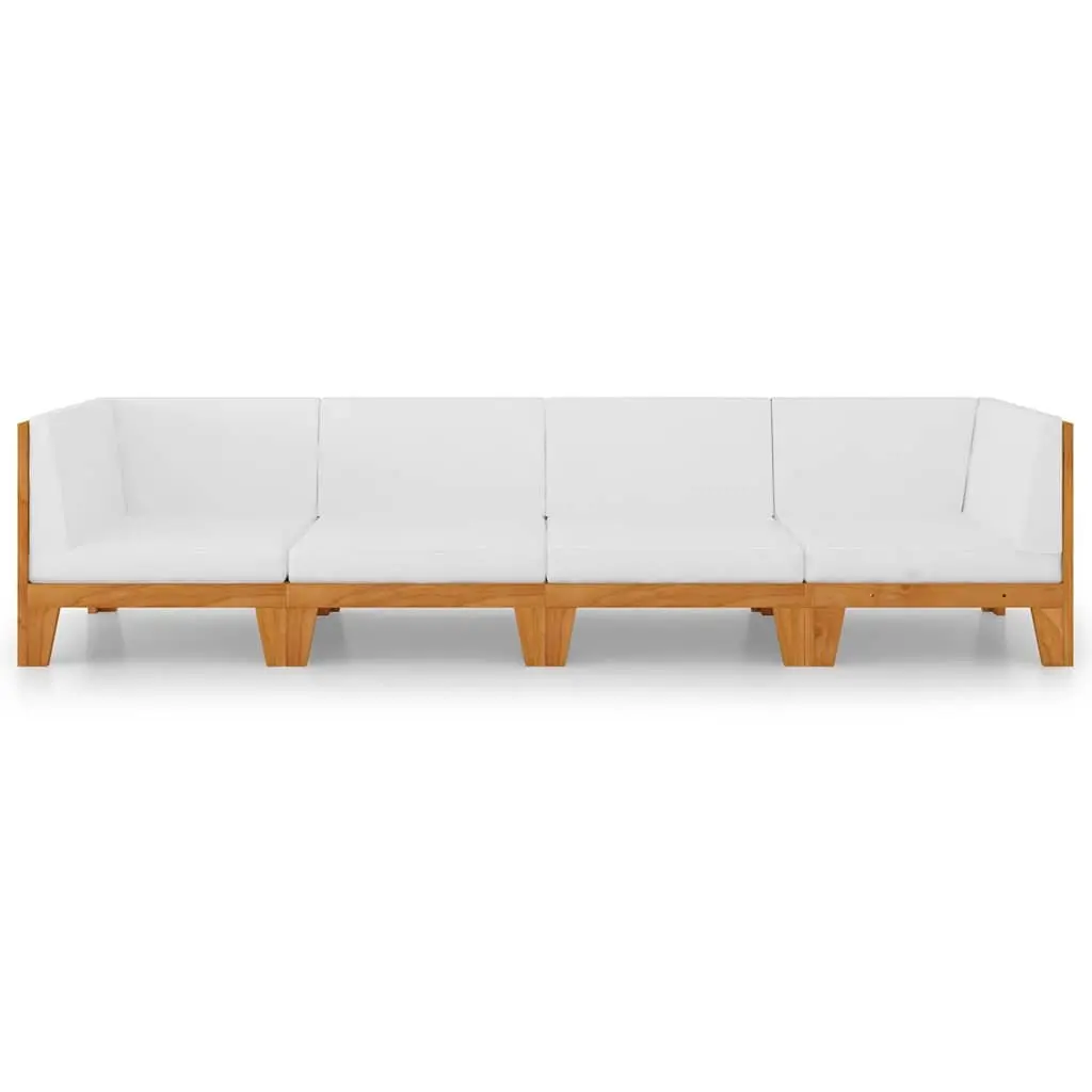 Garden Lounge Set 4 Piece Outdoor Furniture Solid Wood with Cushions White