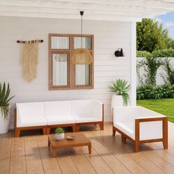 6-Piece Modular Garden Lounge Set with Cushions and Table