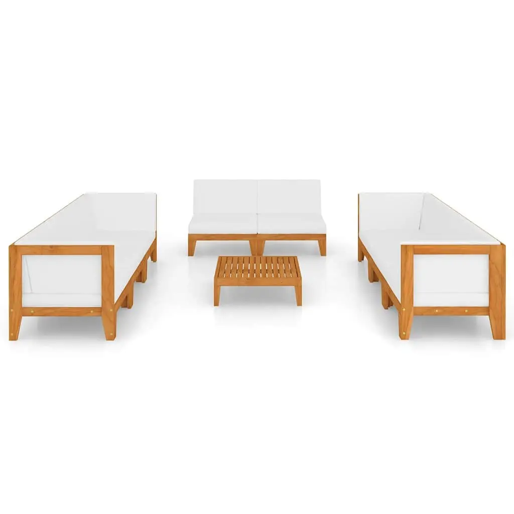 Garden Lounge Set Outdoor Furniture 9 Piece White Acacia Wood with Cushions