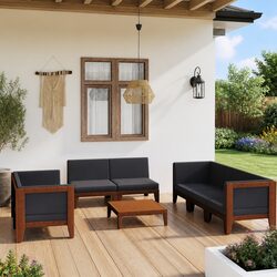 9 Piece Outdoor Garden Lounge Set with Acacia Frame