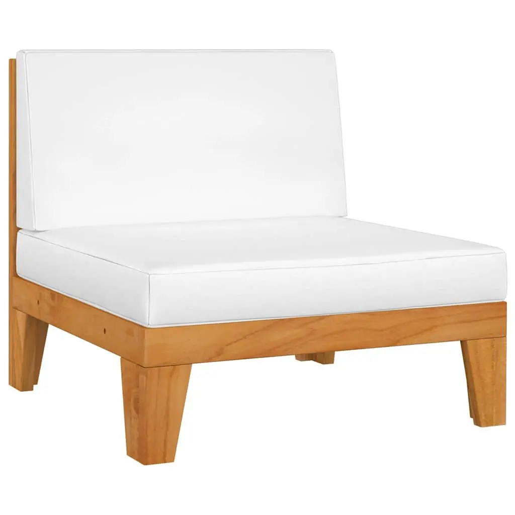 Garden Lounge Set 10 Piece Outdoor Furniture Acacia Wood Modular White Cushions