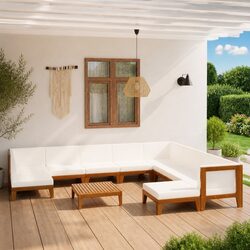 11 Piece Patio Furniture Set with Solid Acacia Wood