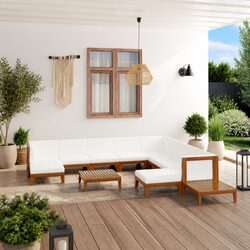 Solid Wood 12 Piece Garden Lounge Set with Cushions Specs