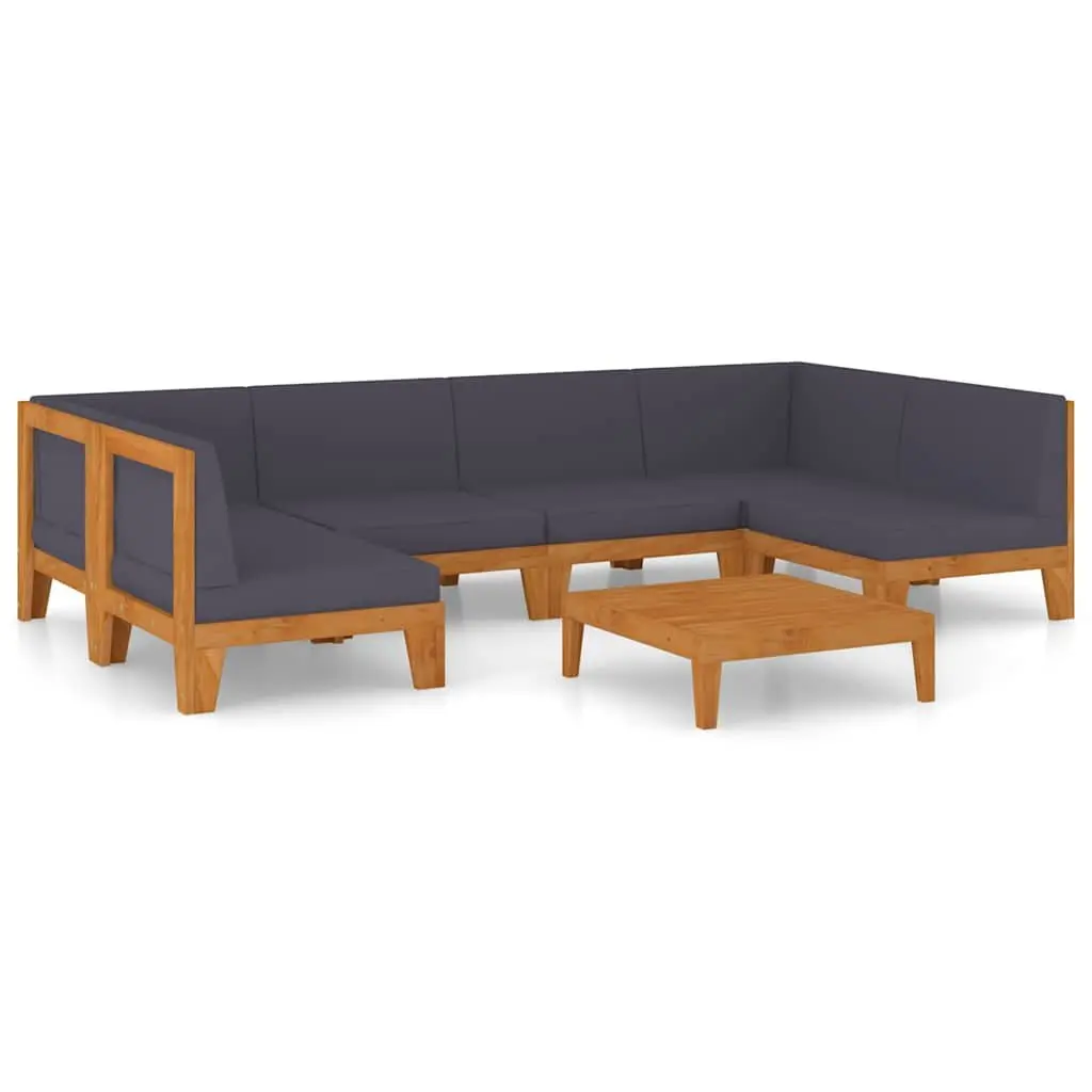 7 Piece Modular Lounge Set for Outdoor Use Grey Acacia Wood with Cushions