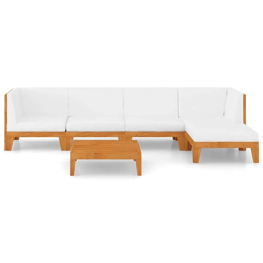 Garden Lounge Set 6 Piece Outdoor Furniture Acacia Wood Modular with Cushions
