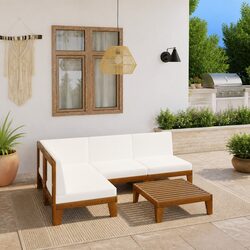 5 Piece Garden Lounge Set with Solid Acacia Wood Frame
