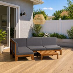 Garden Lounge Set 5 Piece Outdoor Furniture with Cushions Modular Patio Seating