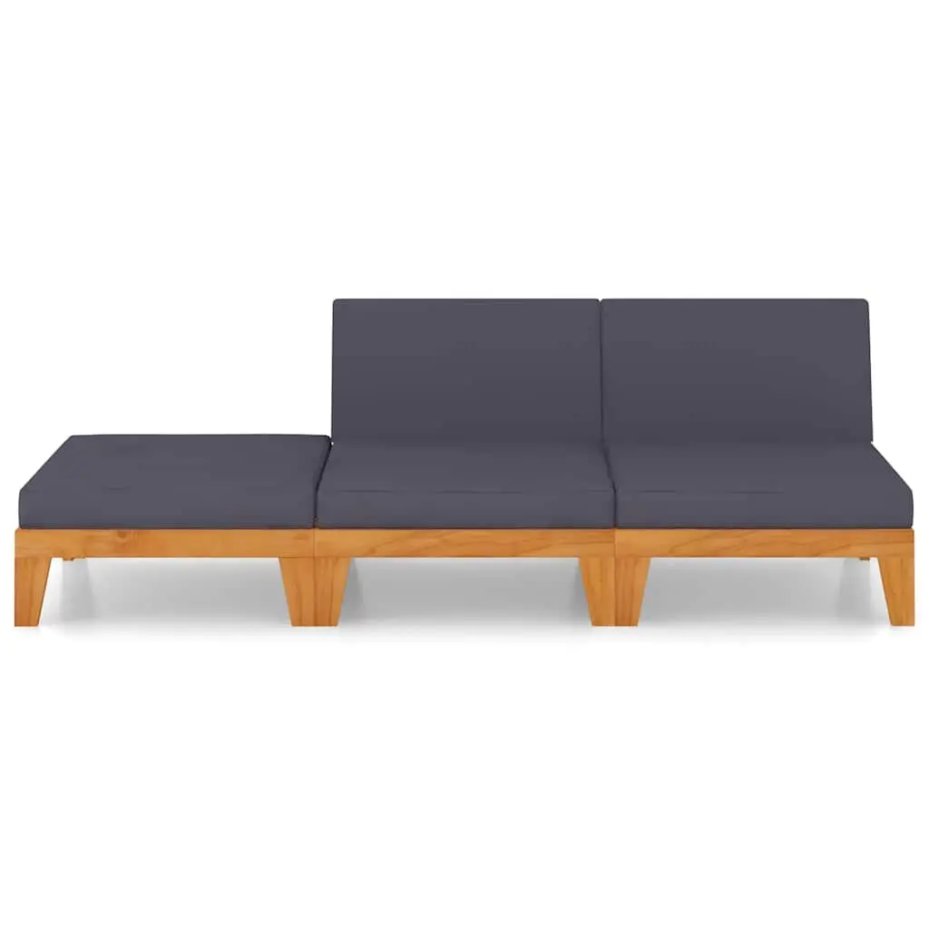 Garden Lounge Set 3 Piece Outdoor Furniture with Cushions Solid Acacia Wood Grey