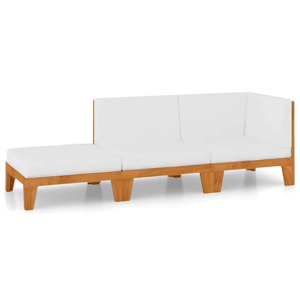 Outdoor Garden Lounge Set 3 Piece Modular Patio Furniture White