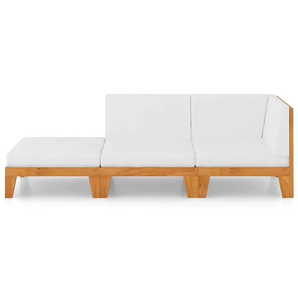 Outdoor Garden Lounge Set 3 Piece Modular Patio Furniture White