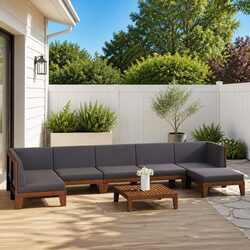 8 Piece Garden Lounge Set Specifications: Acacia Wood & Cushions