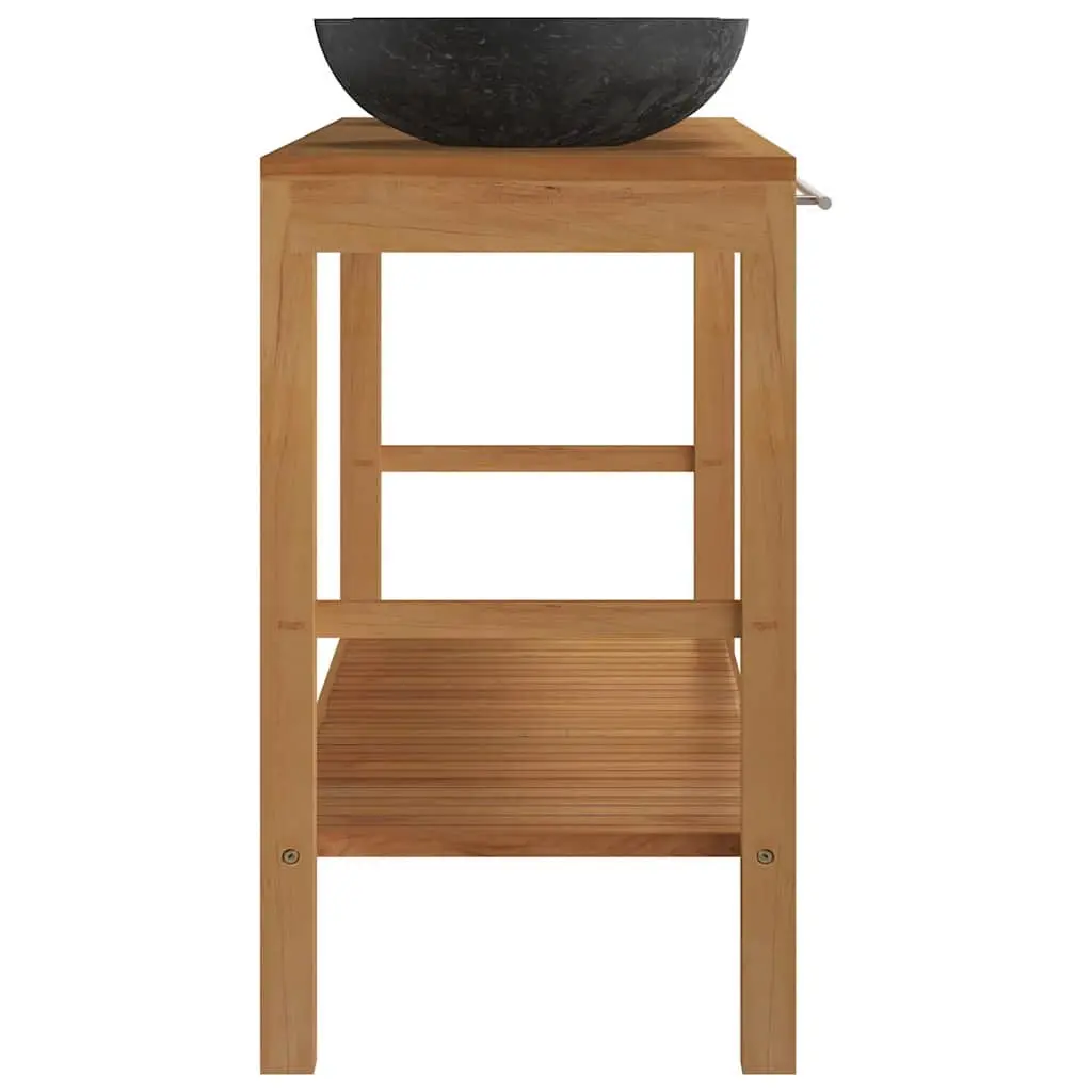 Solid Teak Bathroom Vanity with Marble Sinks