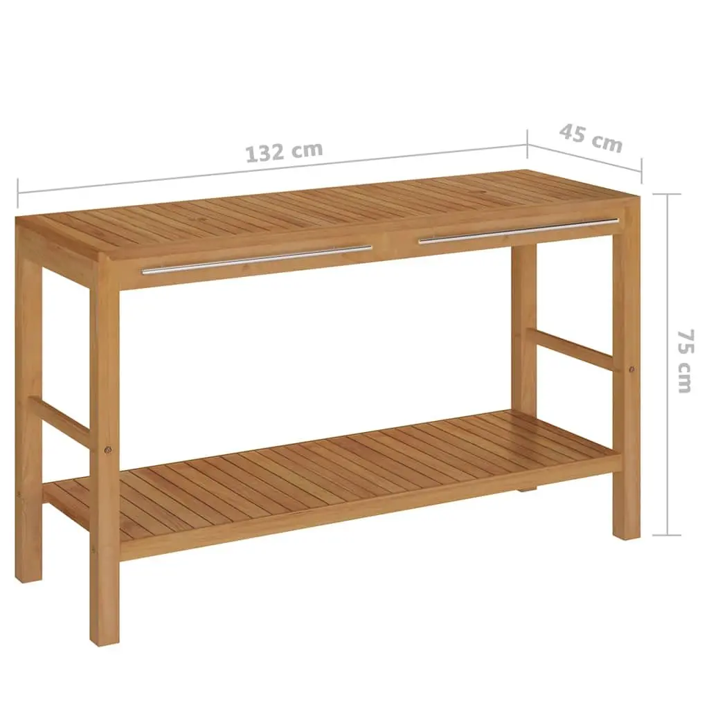 Solid Teak Bathroom Vanity with Marble Sinks